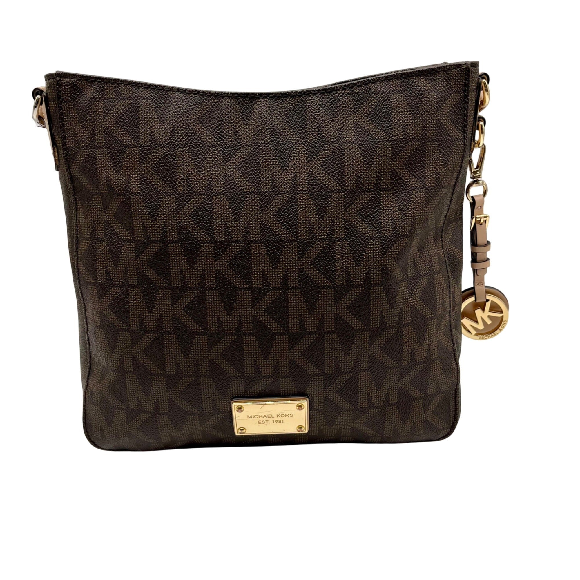 Michael Kors Brown Jet Set Monogram Messenger Shoulder Bag