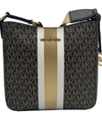 Michael Kors Brown Jet Set Signature Logo Stripe Crossbody