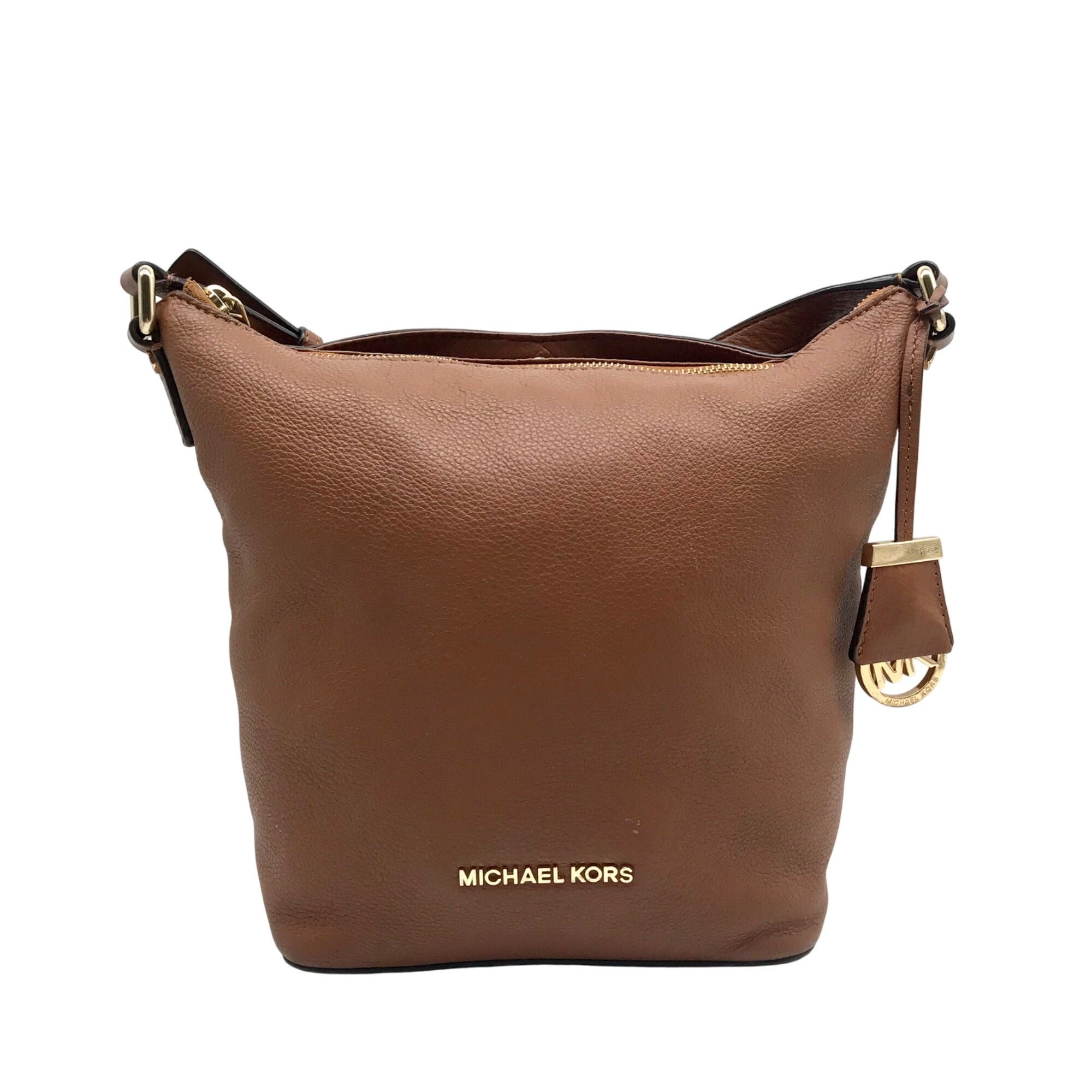 Michael Kors Brown Leather Lupita Crossbody Messenger Bag