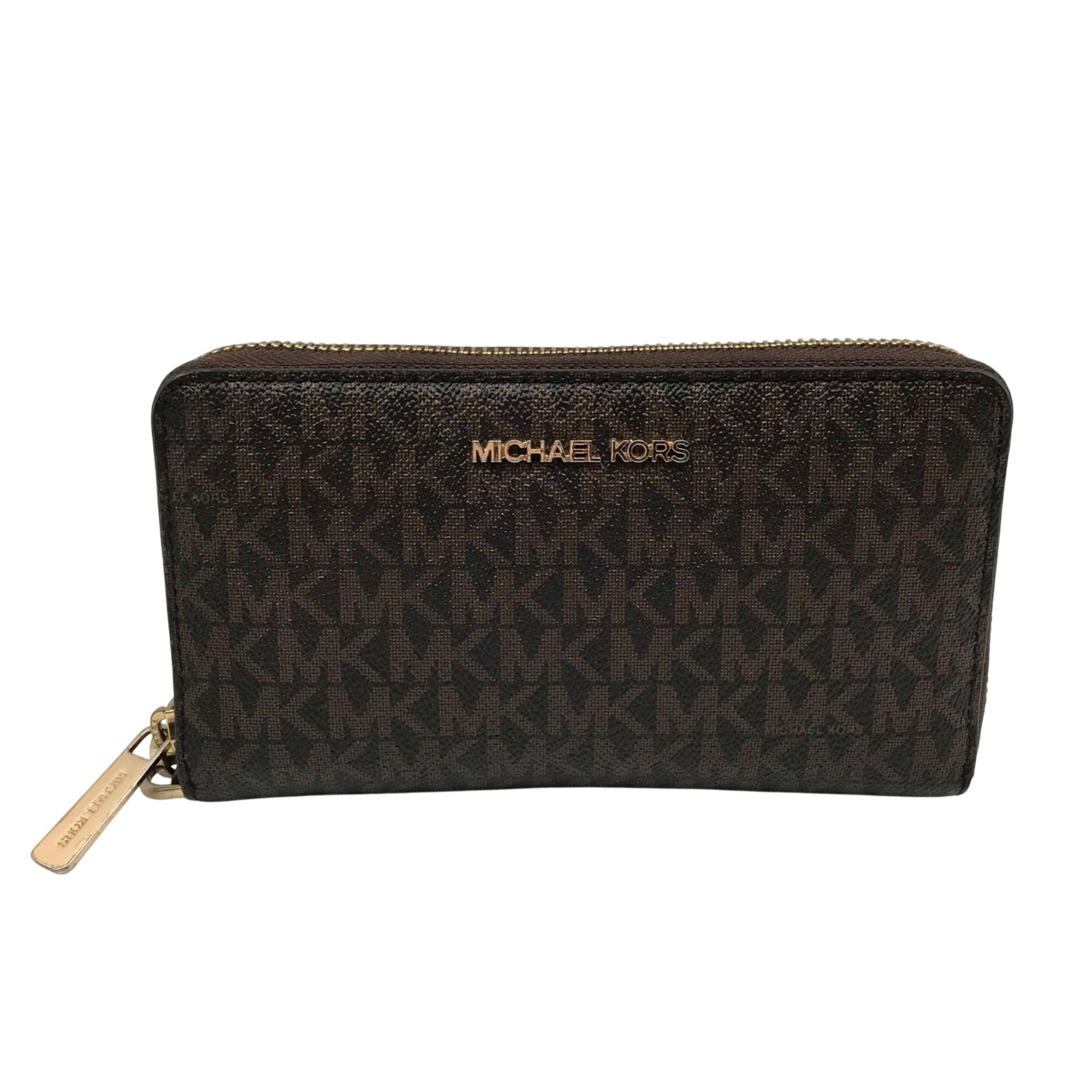 Michael Kors Brown Monogram Coated Canvas Wristlet
