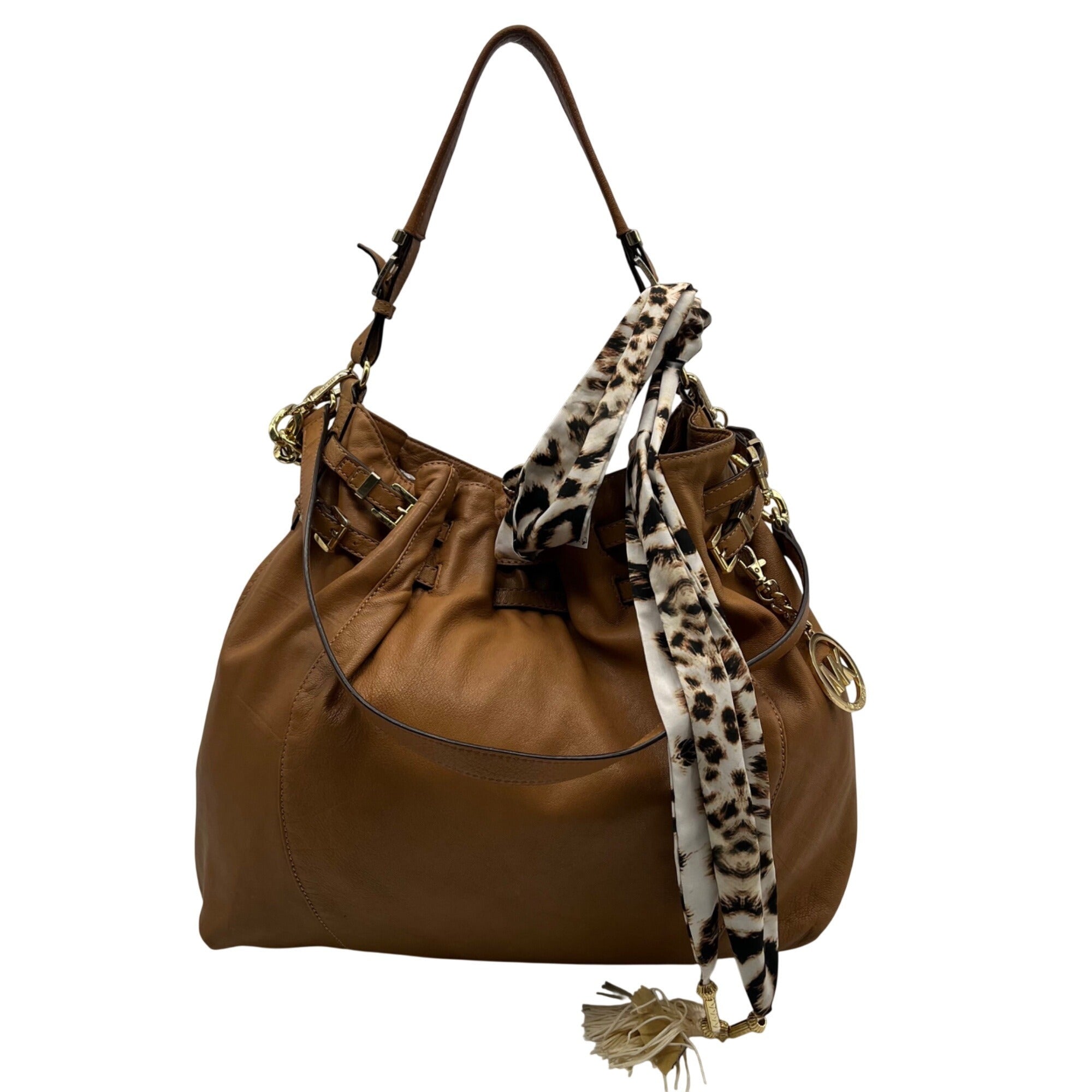 Michael Kors Brown Pebbled Leather Slouchy Shoulder Bag