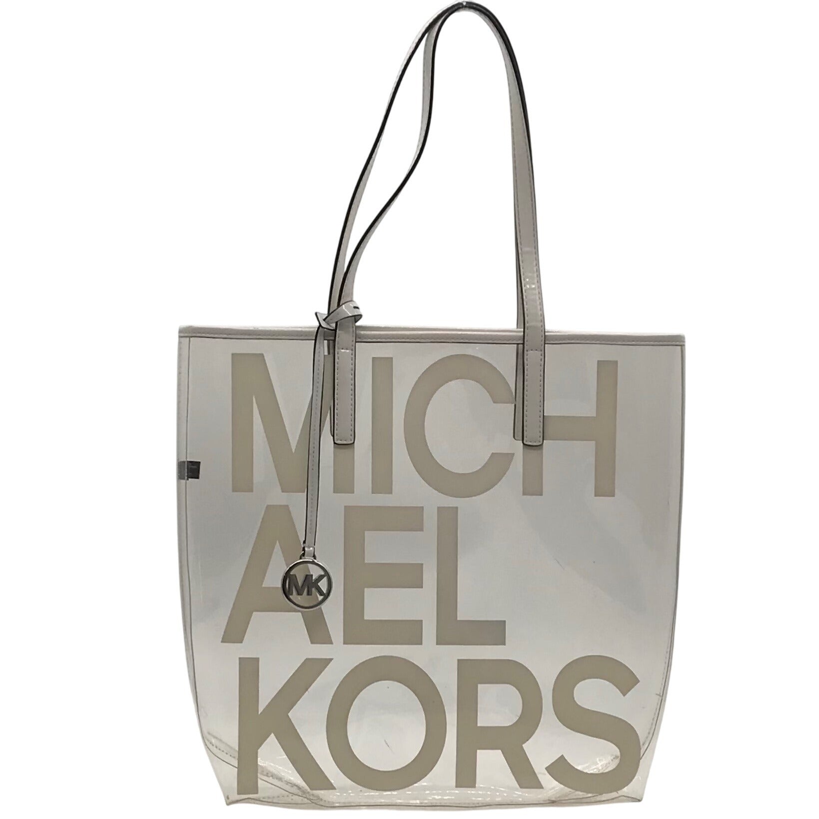 Michael Kors Clear Plastic Graphic Logo Print Tote Bag 