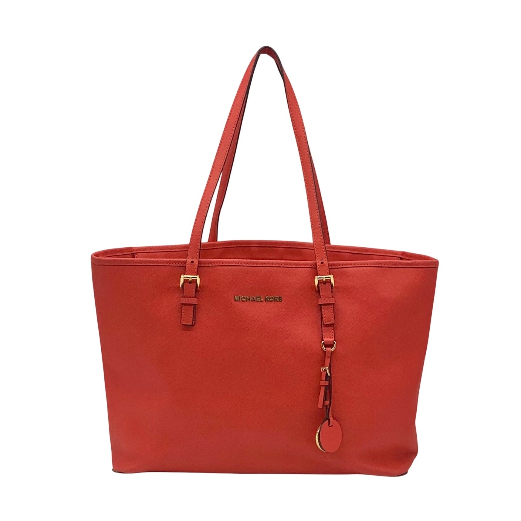 Michael Kors Coral Saffiano Leather Work Tote And Wallet