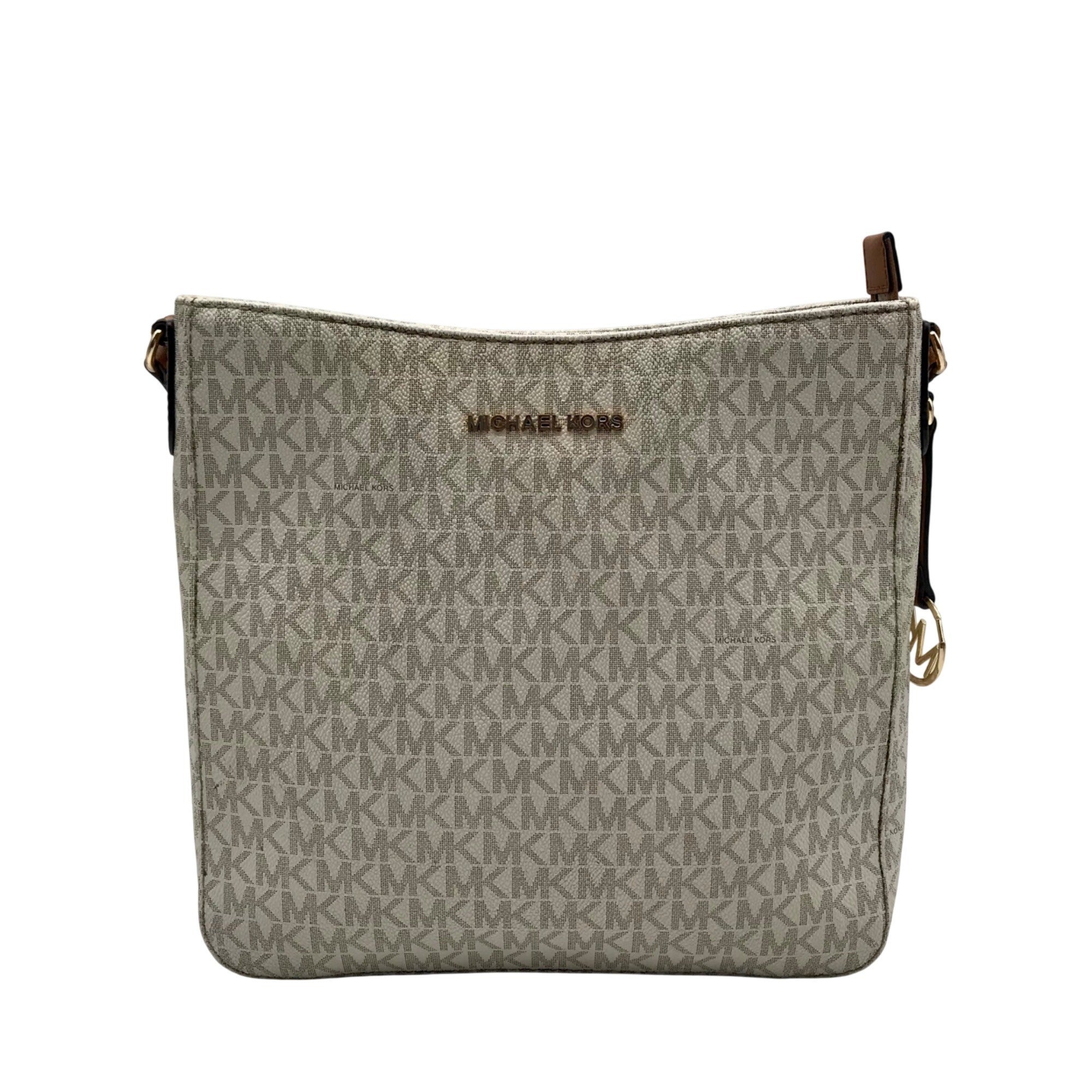Michael Kors Cream Signature Coated Canvas Large Messenger Bag