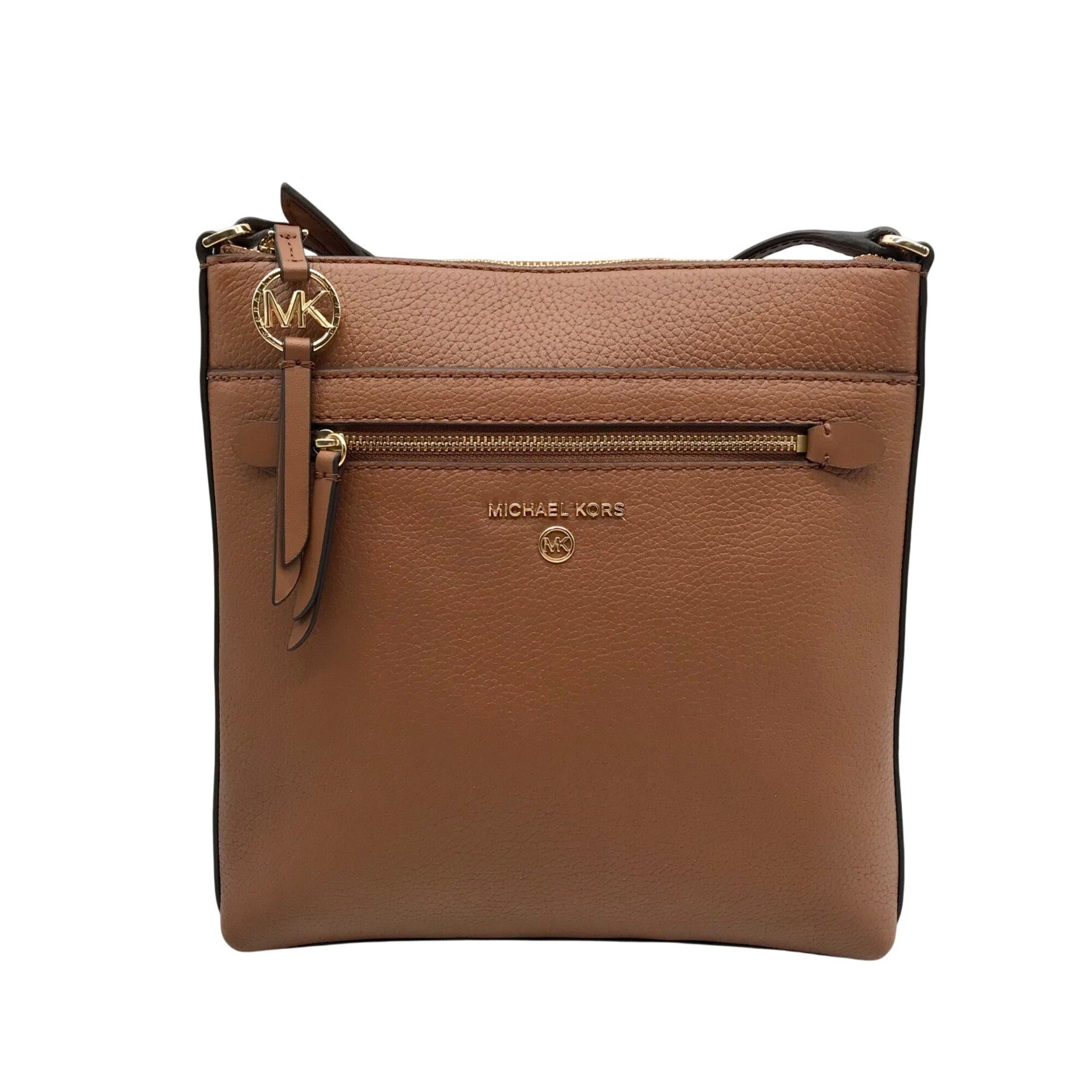 Michael Kors Dark Tan Flat Leather Crossbody Bag