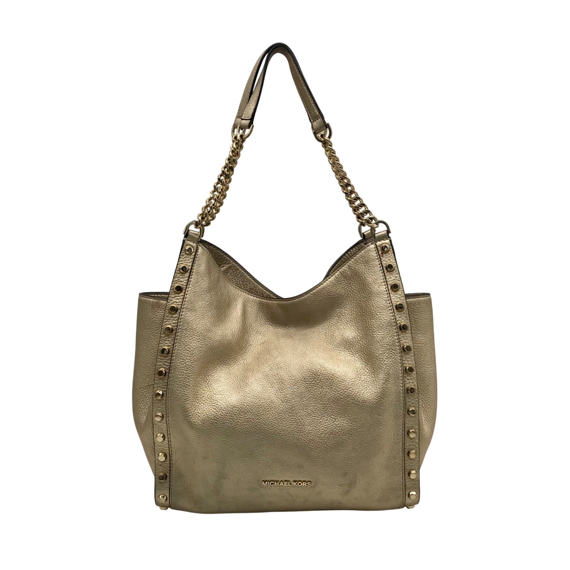 Michael Kors Gold Studded Newbury Medium Chain Shoulder Bag
