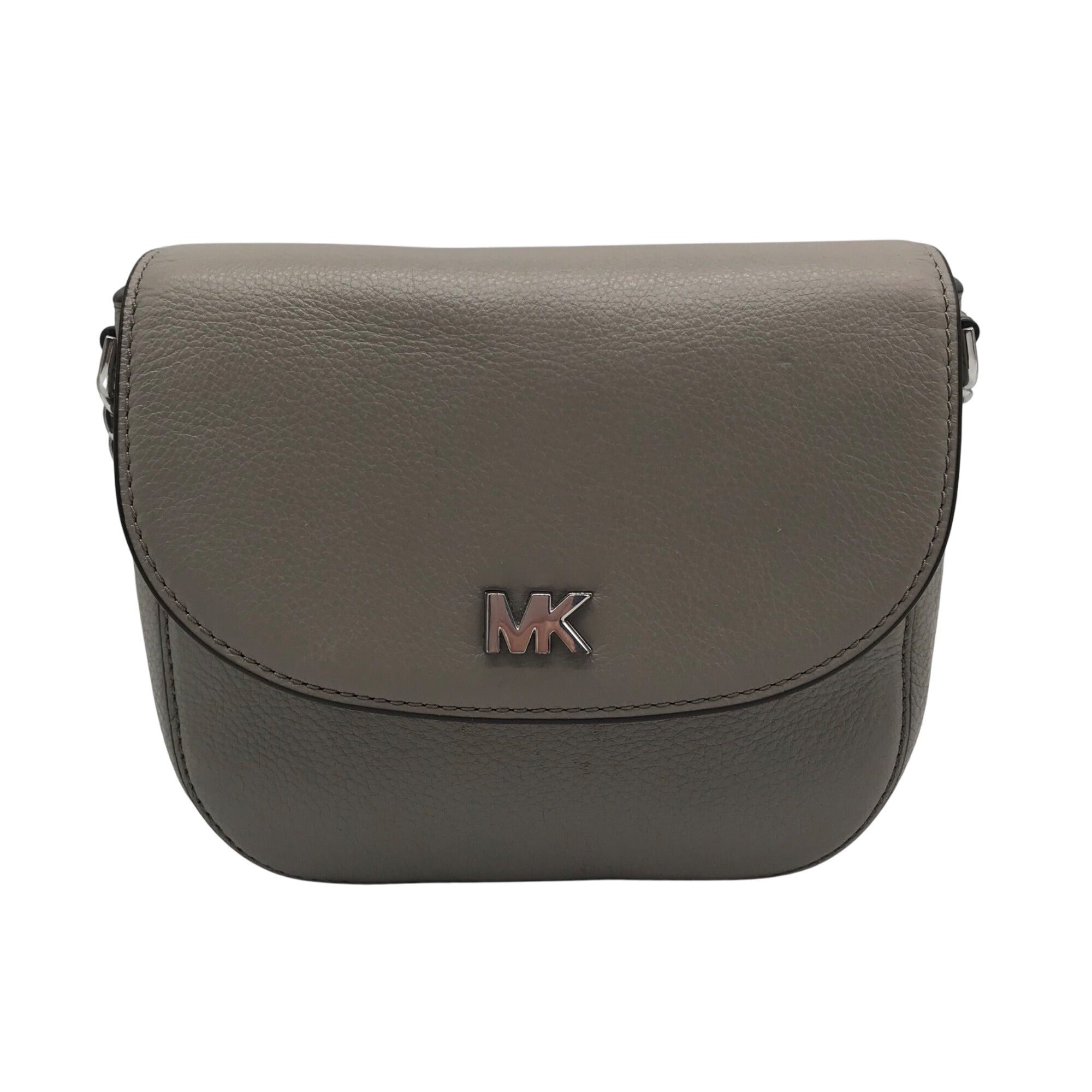 Michael Kors Gray Pebbled Leather Mott Crossbody Bag