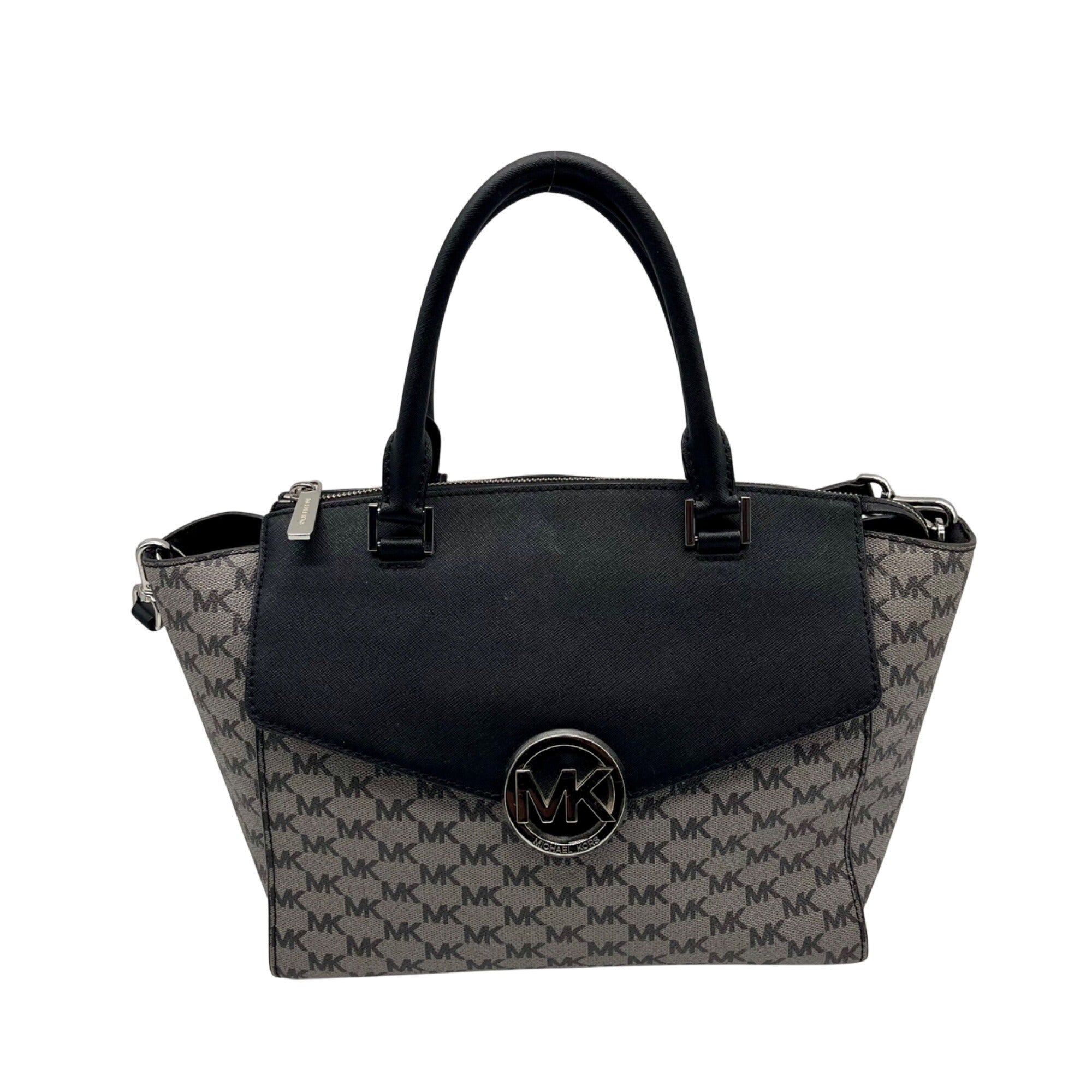 Michael Kors Grey Monogram Coated Canvas Satchel