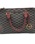 Michael Kors Grey & Pink Coated Canvas Satchel Bag