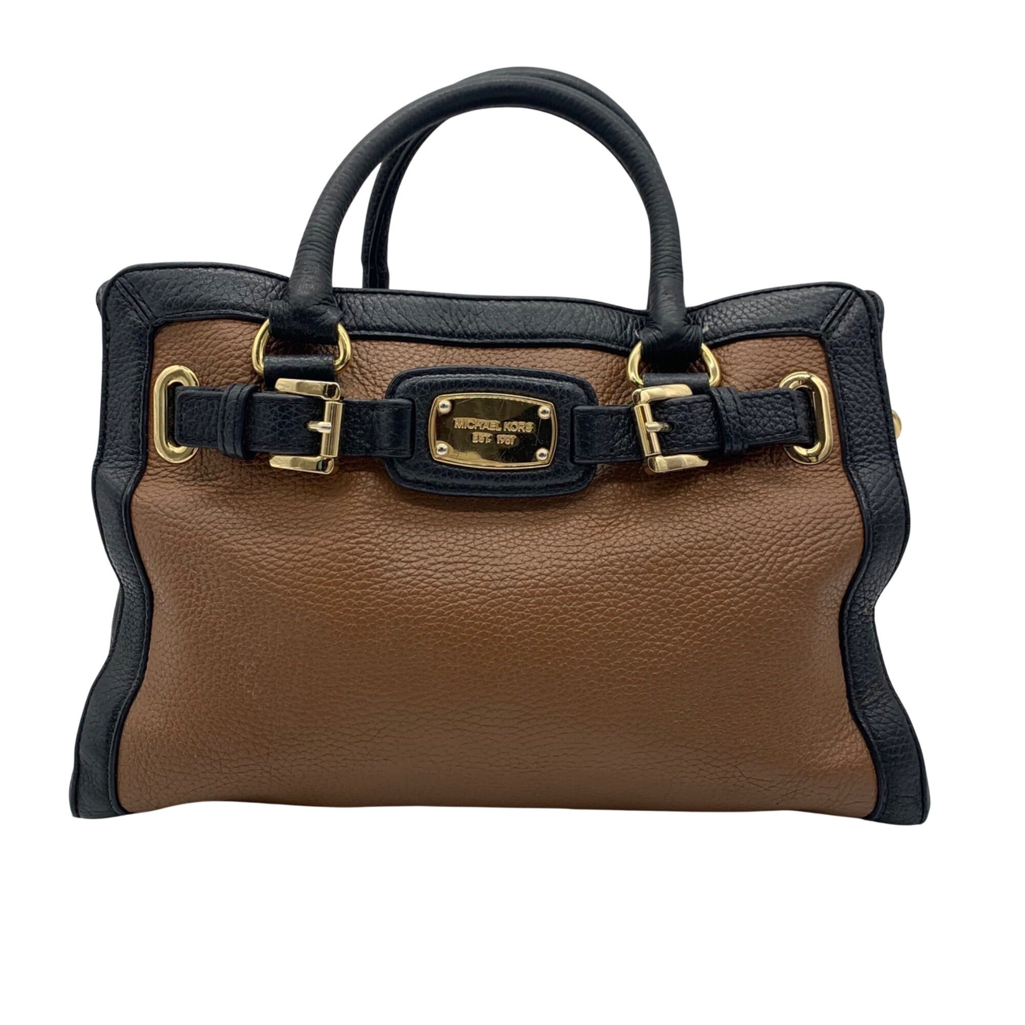 Michael Kors Hamilton Frame Black &amp; Brown Satchel Bag