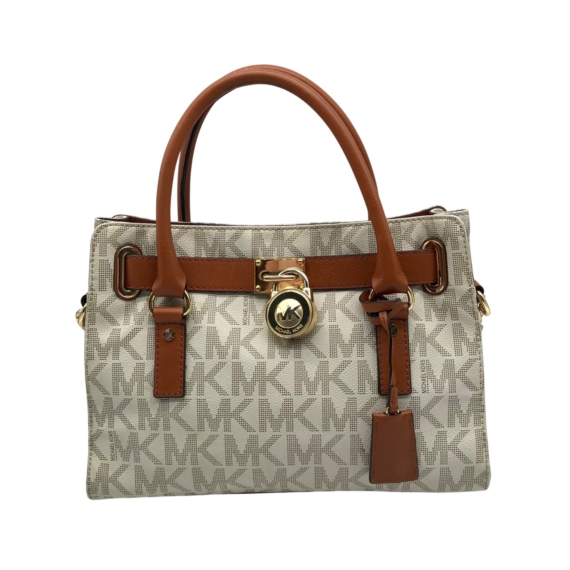 Michael Kors Ivory Monogram Canvas Hamilton Bag
