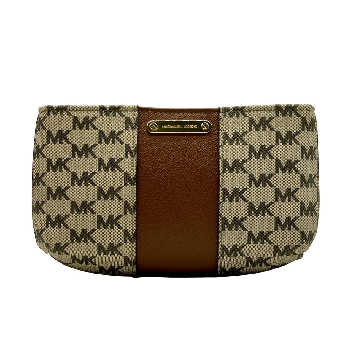 Michael Kors Khaki Coated Canvas And Leather Belt Bag