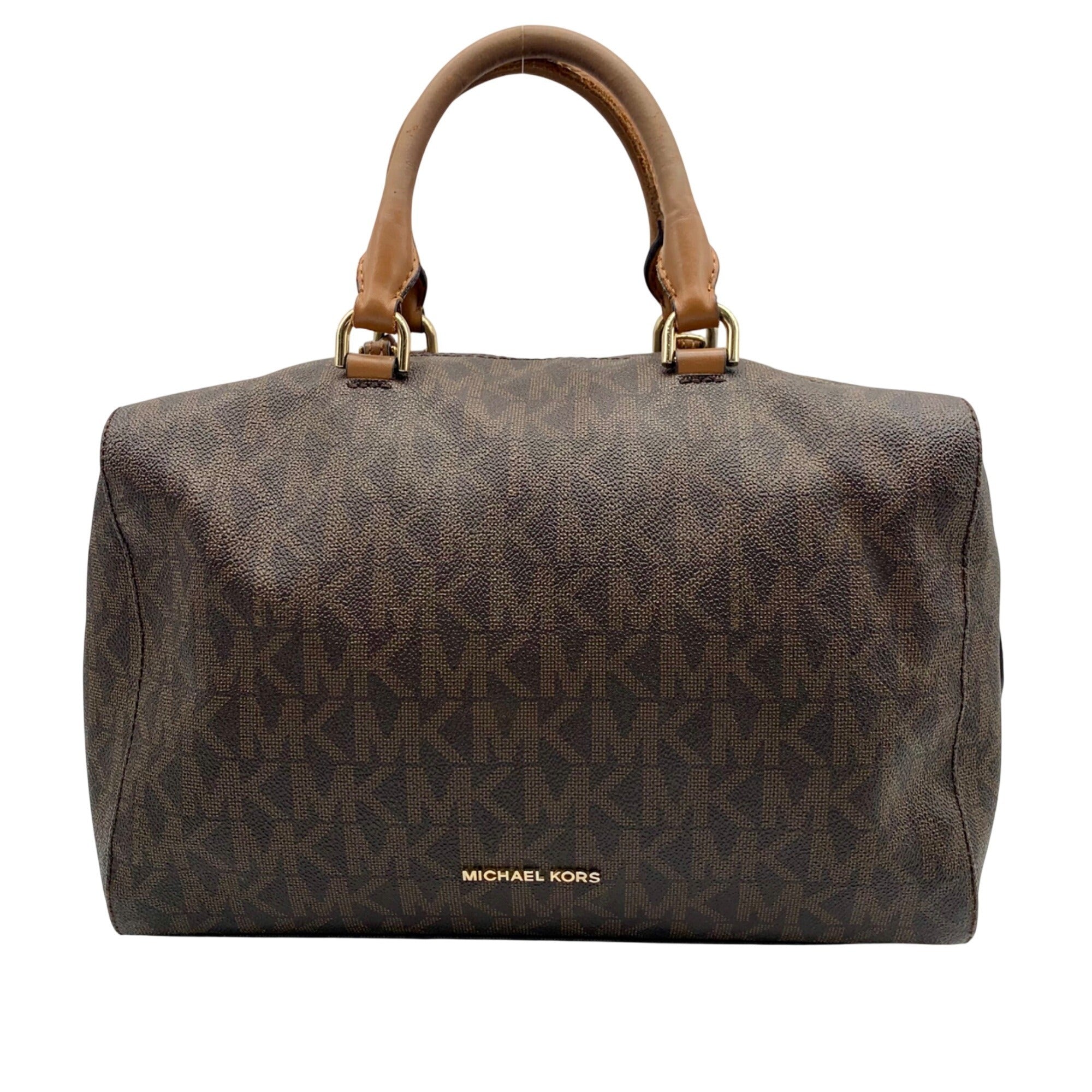 Michael Kors Large Brown Monogram Coated Canvas Kirby Satchel