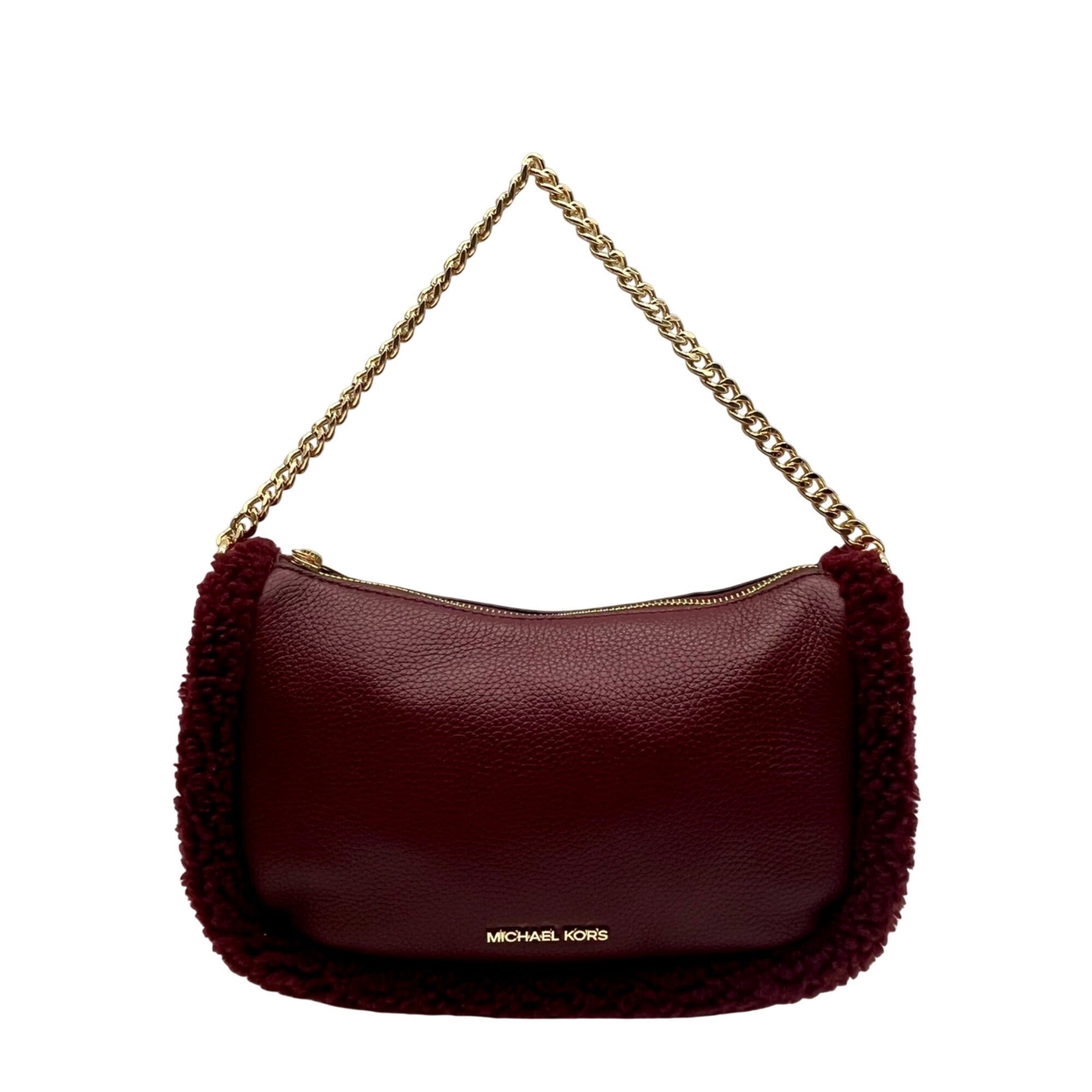 Michael Kors Maroon Pebbled Leather Convertible Shoulder Bag