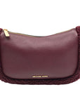Michael Kors Oxblood Pebbled Leather Carmela Pouchette Crossbody Bag 