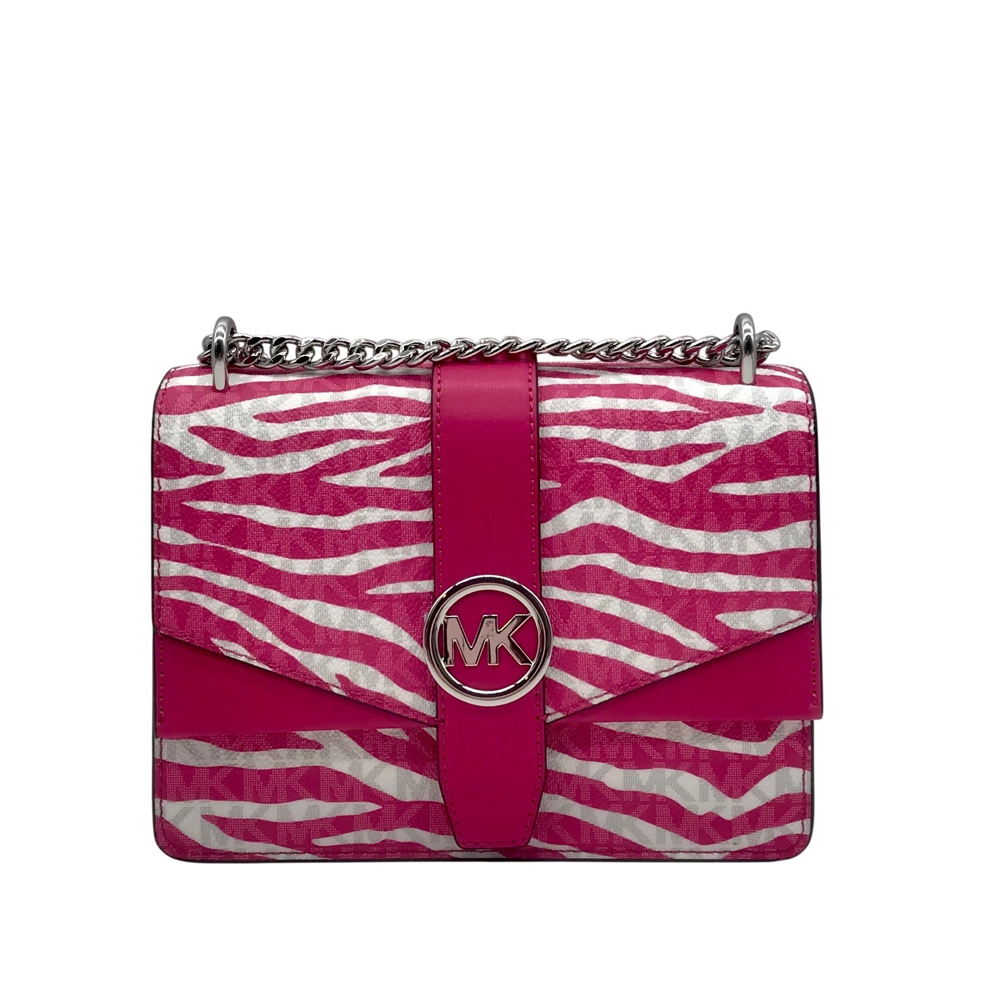 Michael Kors Pink And White Zebra Print Crossbody Bag