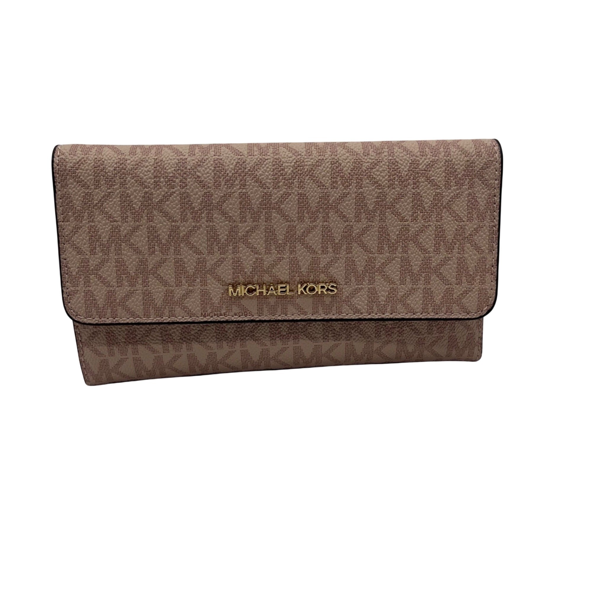 Michael Kors Pink Coated Canvas Jet Set Travel Large Trifold Wallet