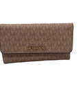 Michael Kors Pink Coated Canvas Jet Set Travel Large Trifold Wallet