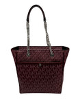 Michael Kors Purple Monogram Blaire Large Logo Chain Tote Bag
