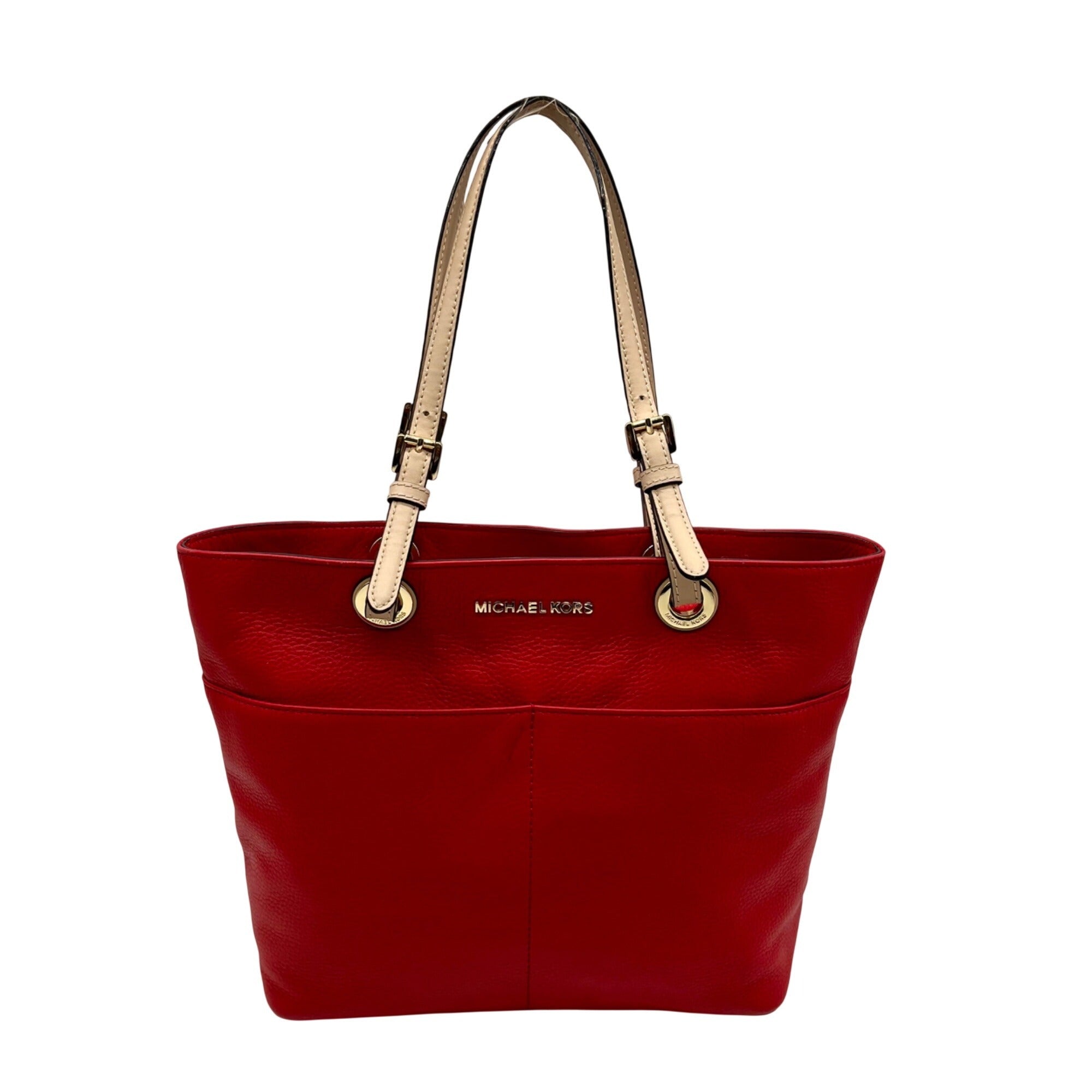Michael Kors Red Pebbled Leather Tote Bag 