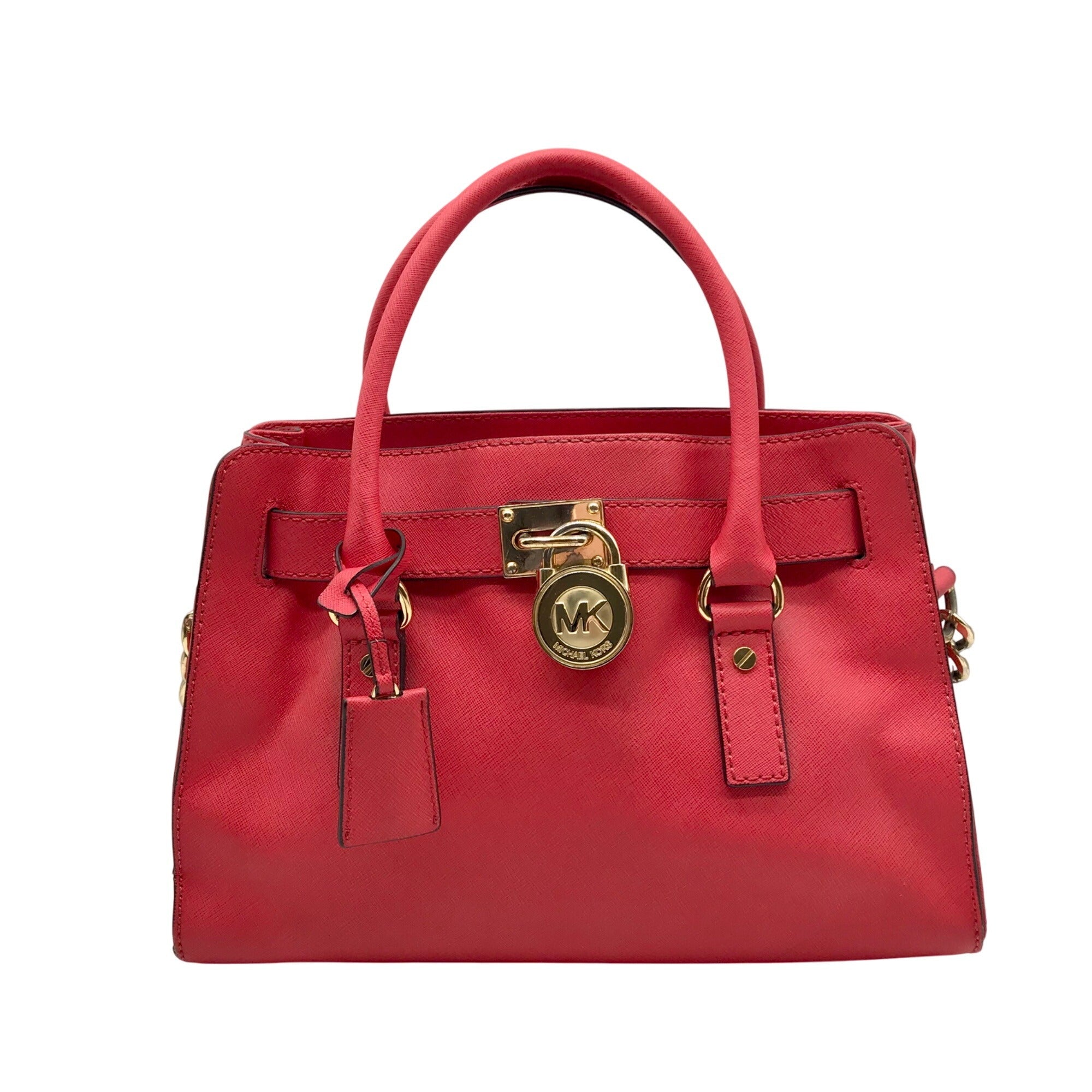Michael Kors Red Saffiano Leather Hamilton Convertible Satchel 