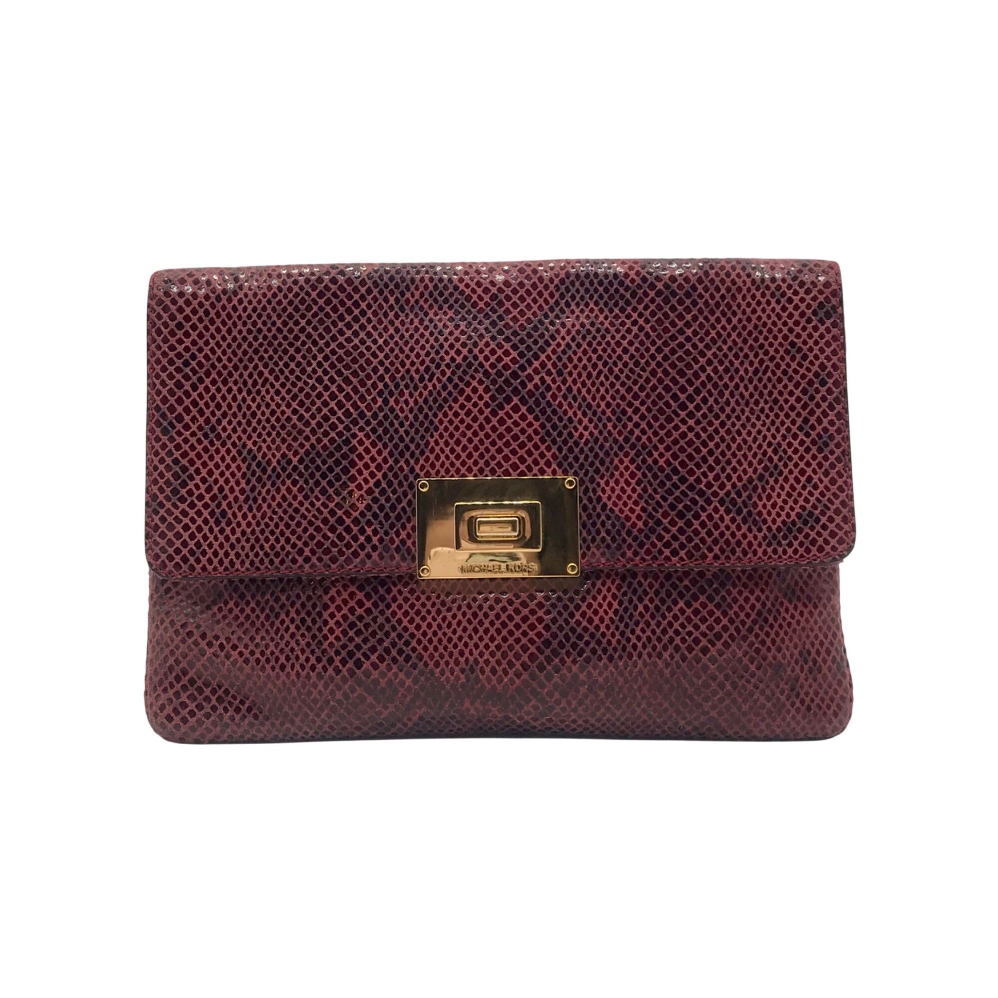 Michael Kors Red Snake-Embossed Leather Shoulder Bag