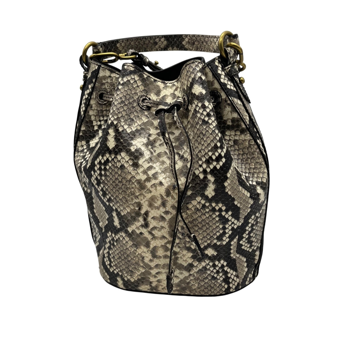 Michael Kors Snake-Embossed Leather Drawstring Bucket Bag