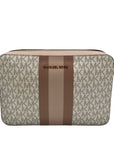 Michael Kors Vanilla And Pink Leather Signature Stripe Jet Set Crossbody