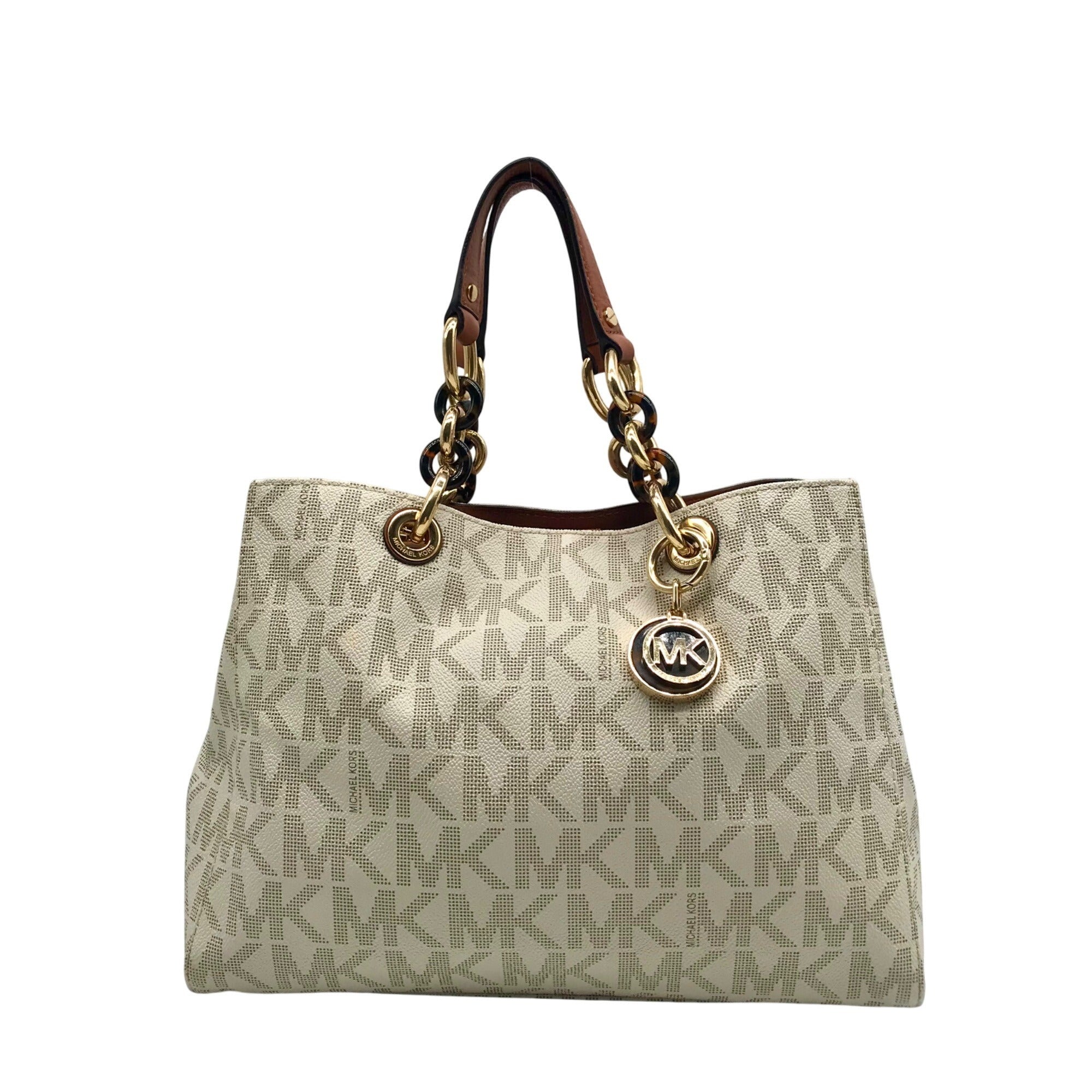 Michael Kors Vanilla Coated Canvas Cynthia Convertible Satchel