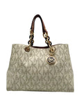 Michael Kors Vanilla Coated Canvas Cynthia Convertible Satchel