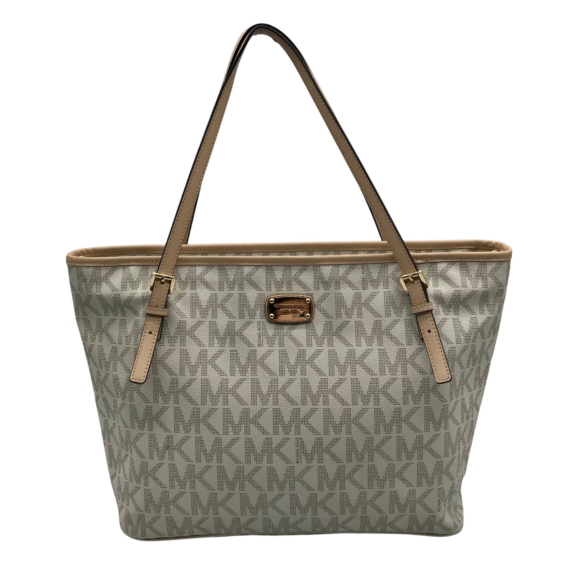 Michael Kors Vanilla Monogram Canvas Jet Set Travel Tote Bag