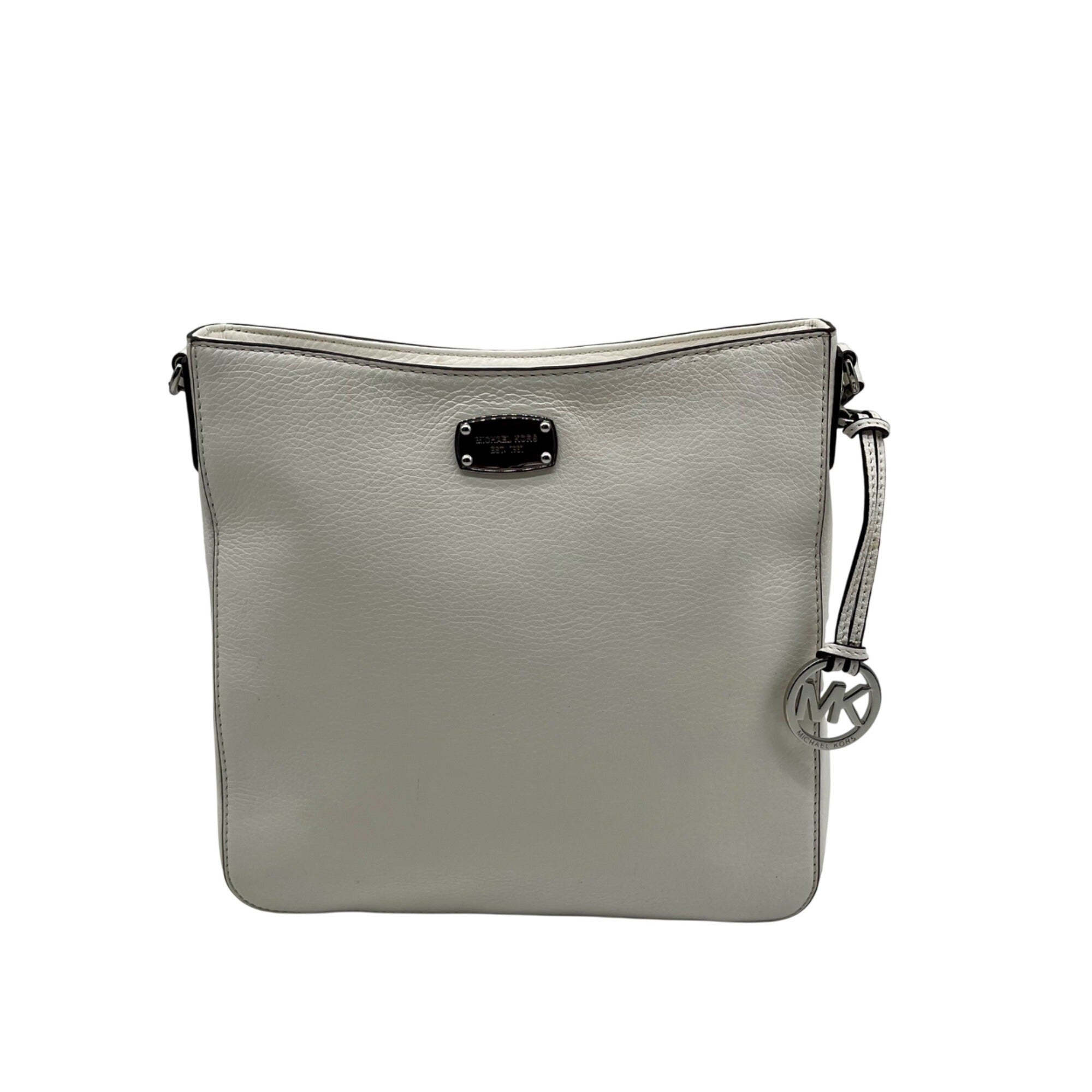 Michael Kors Bedford White Pebbled Leather Crossbody
