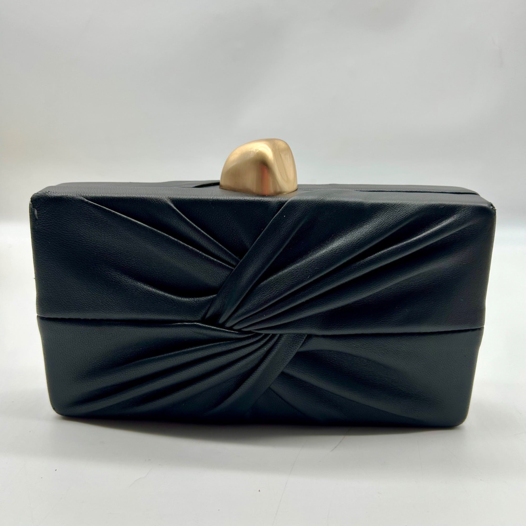 Cult Gaia Lisse Black Fabric Leather Clutch