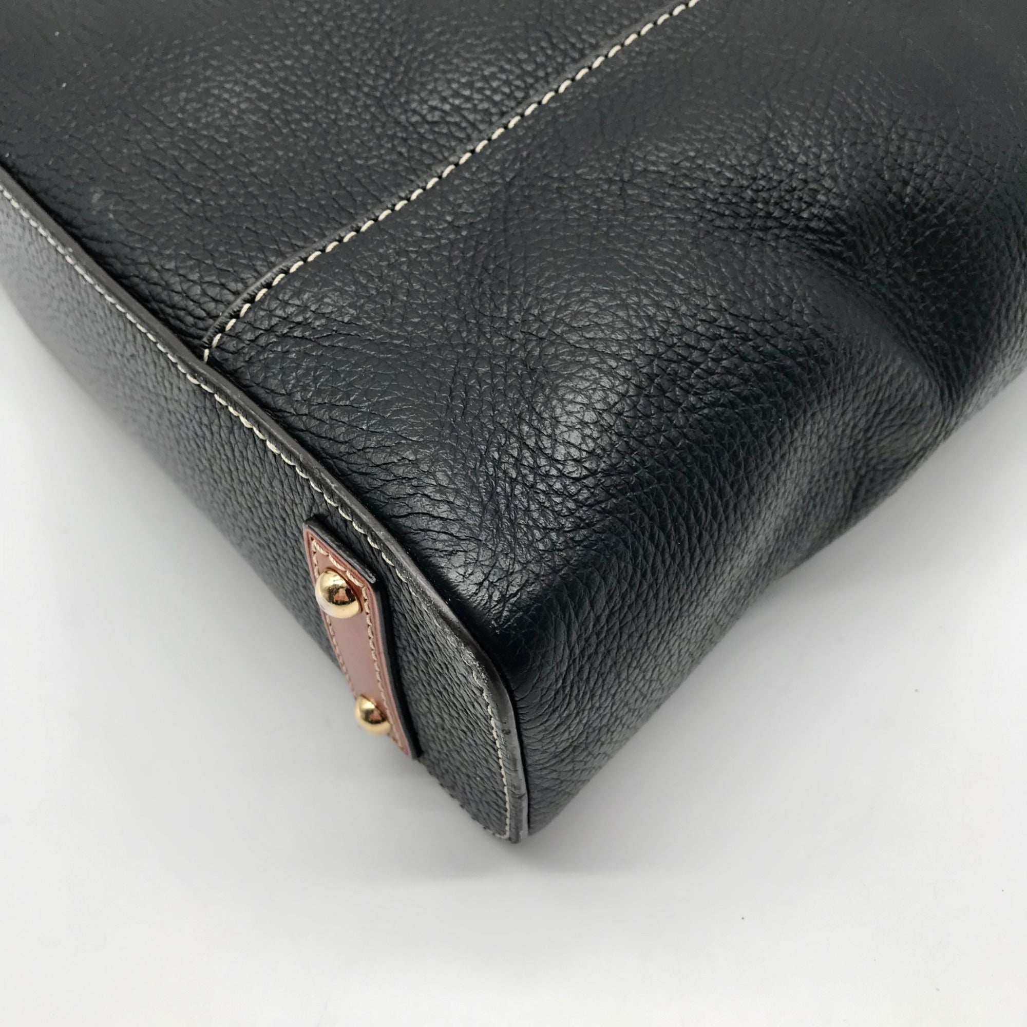 Dooney &amp; Bourke Black Pebbled Leather Small Lexington Tote Bag