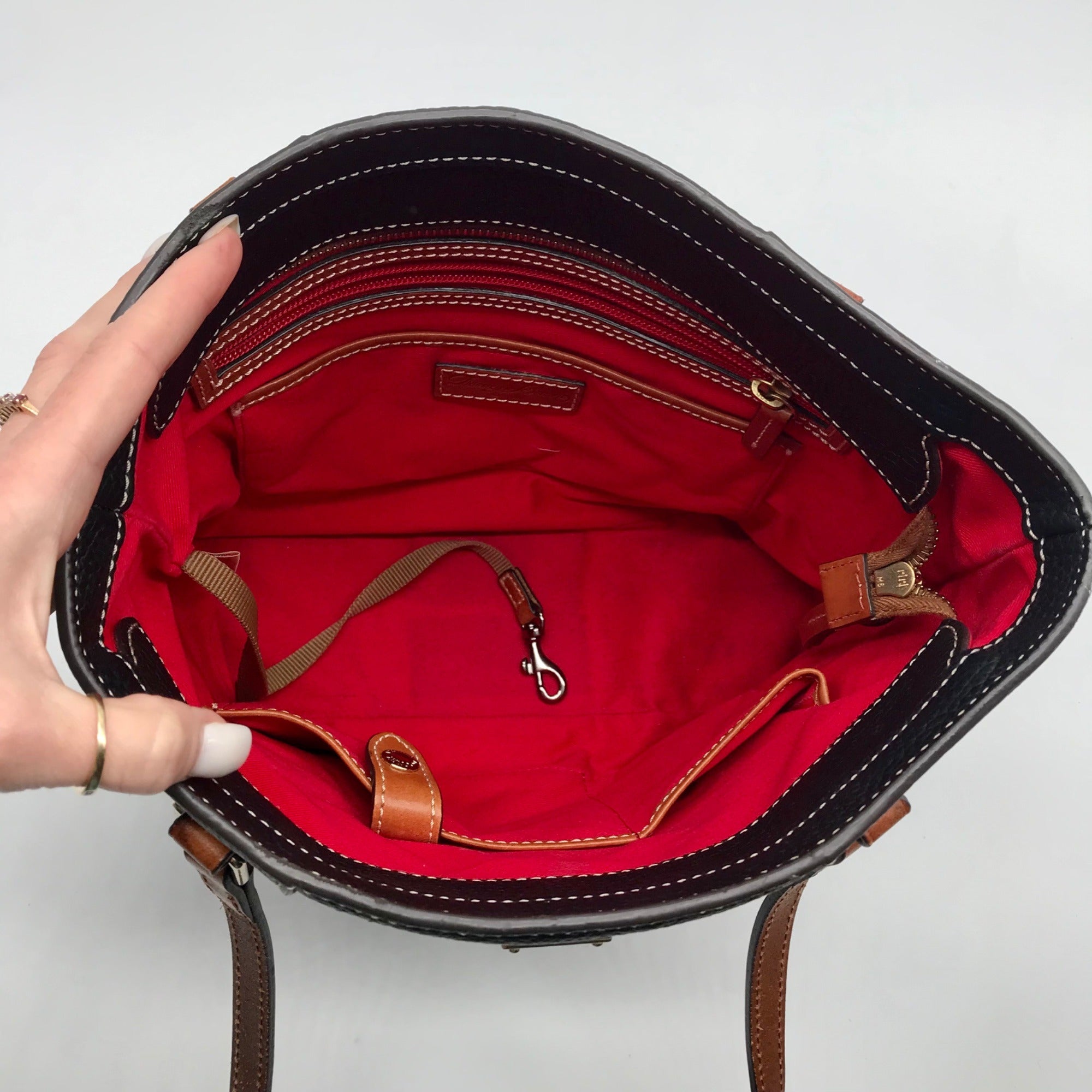 Dooney &amp; Bourke Black Pebbled Leather Small Lexington Tote Bag