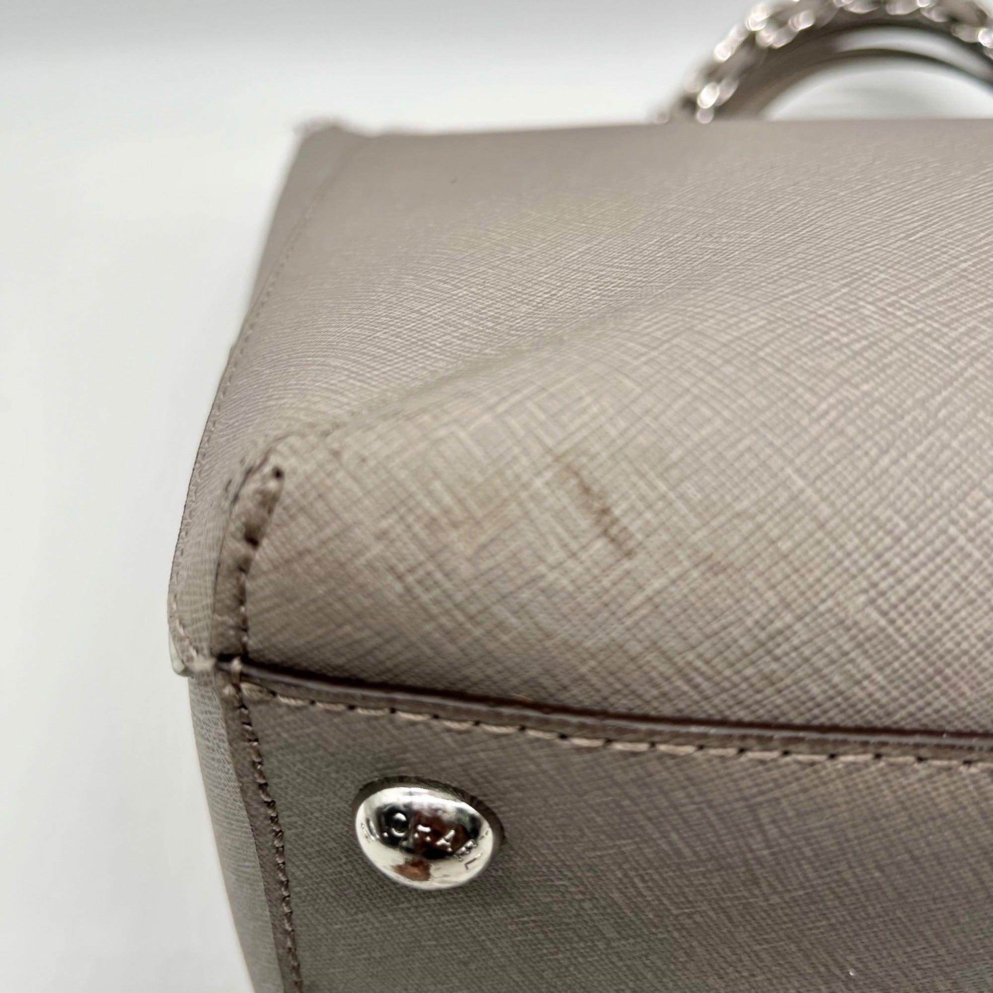 Michael Kors Grey Saffaino Leather Harper Chain Tote Bag