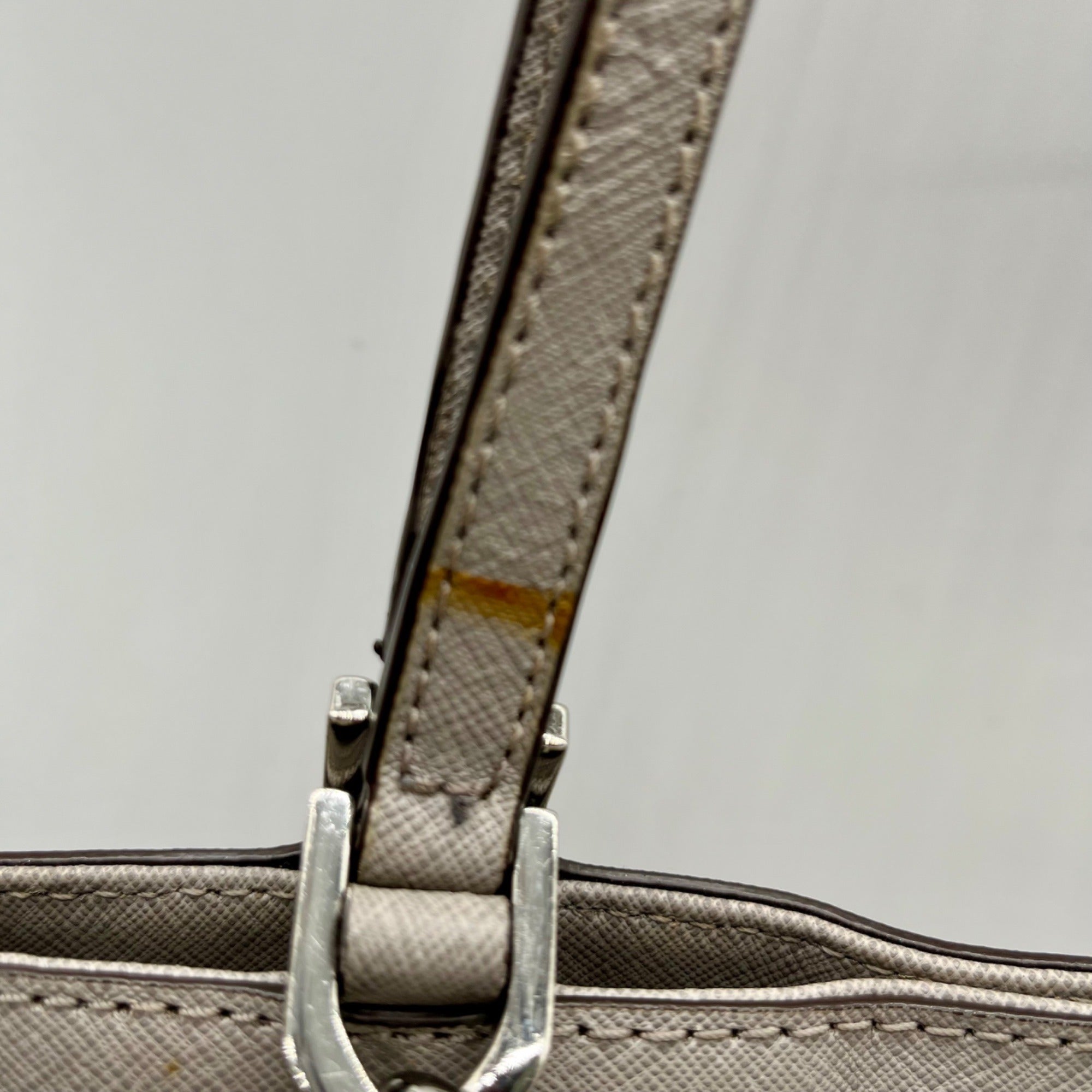 Michael Kors Grey Saffaino Leather Harper Chain Tote Bag