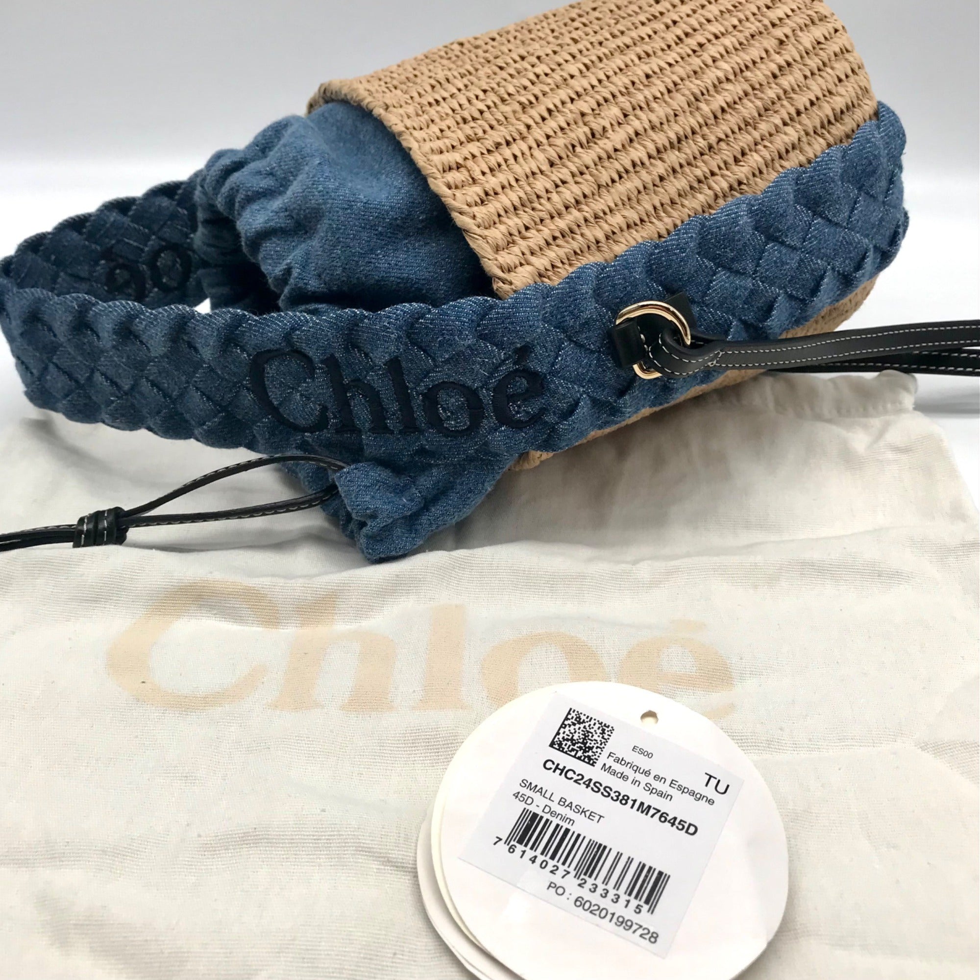 Chloe Mifuko Woody Denim Basket Drawstring Bag - NWT