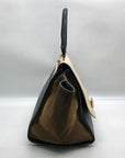Celine Beige & Black Calfskin Trapeze Convertible Satchel