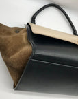 Celine Beige & Black Calfskin Trapeze Convertible Satchel