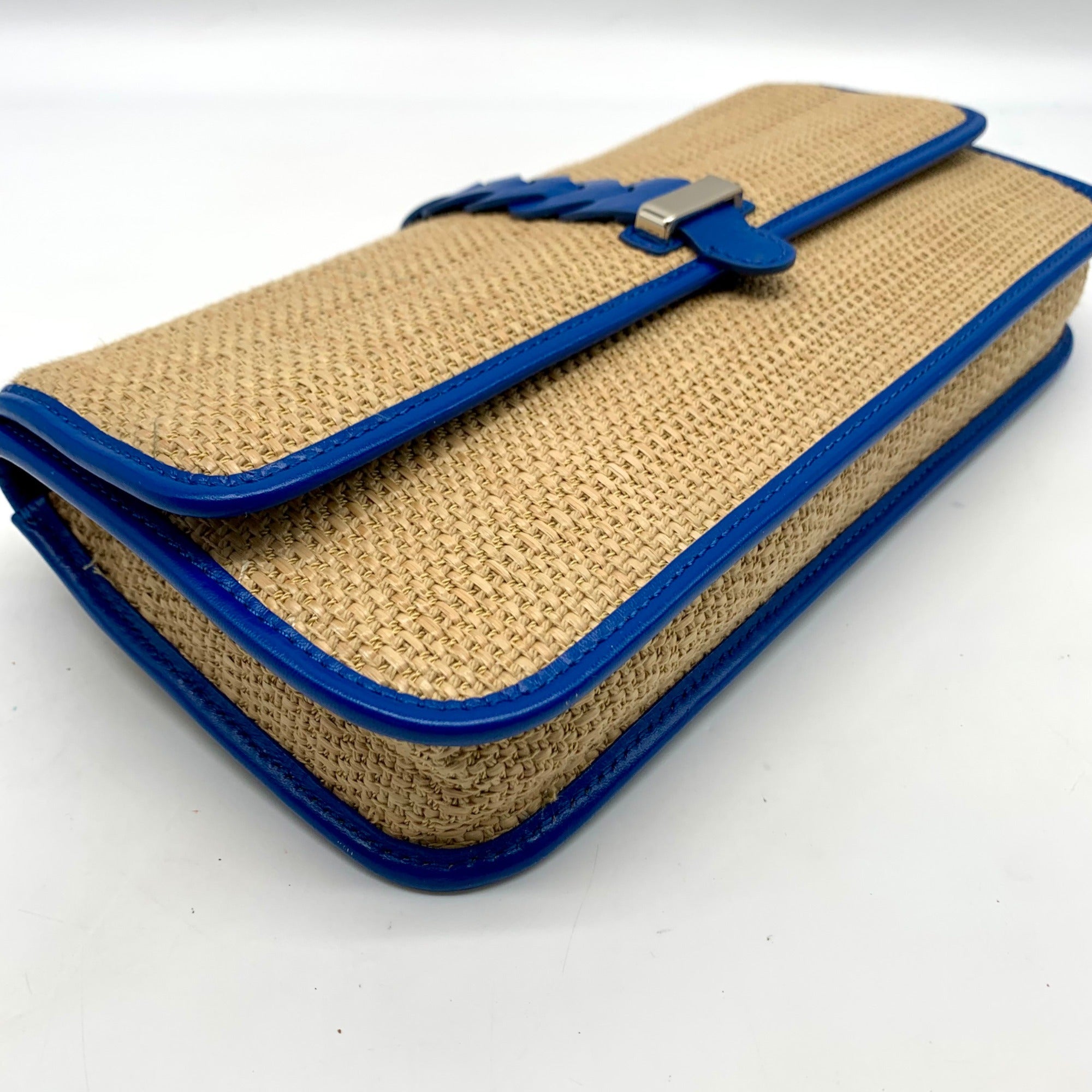 Cole Haan Bedford Khaki &amp; Empire Blue Woven Izzie Clutch