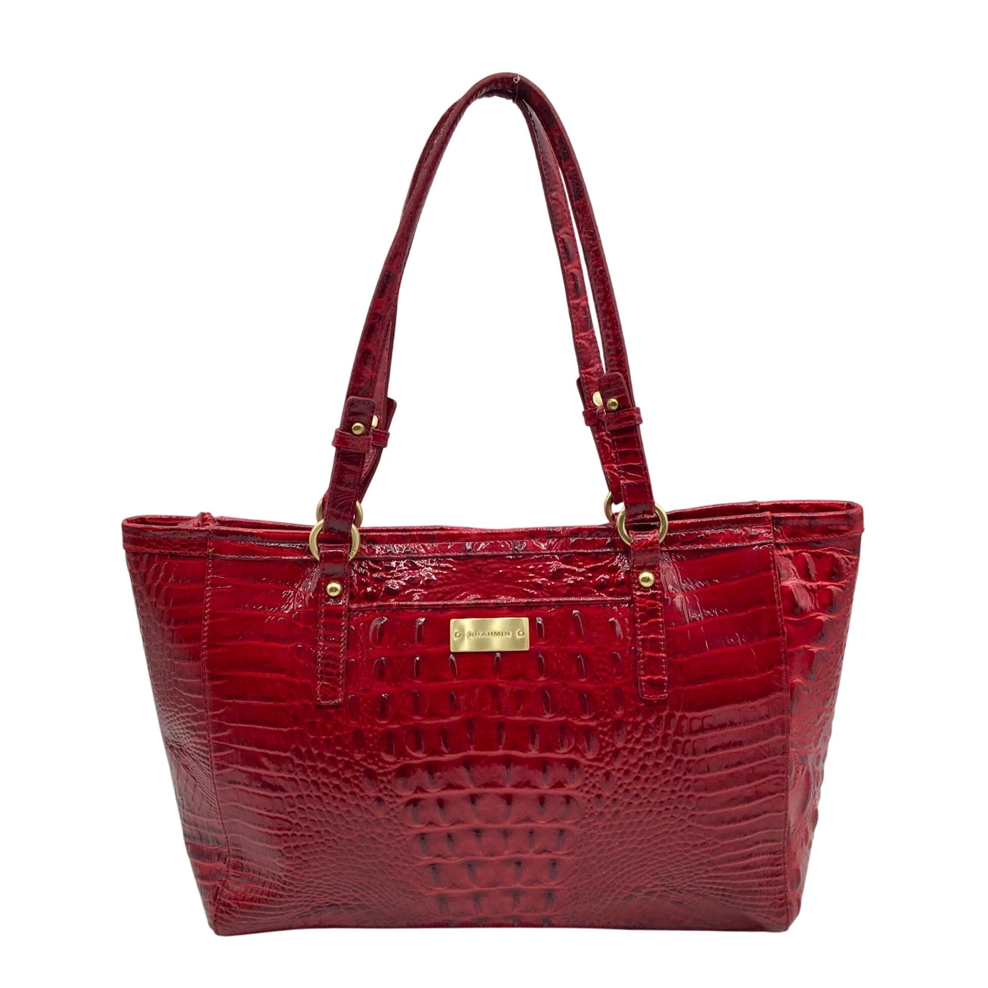 Brahmin Regal Red Mebourne Croc Embossed Asher Tote