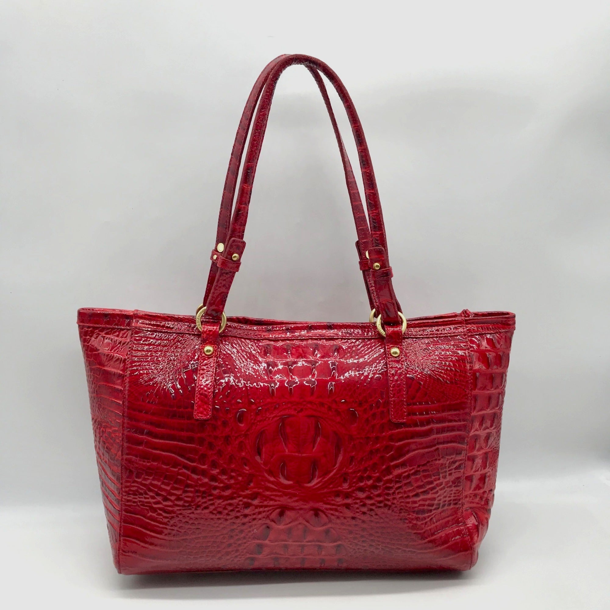 Brahmin Regal Red Mebourne Croc Embossed Asher Tote