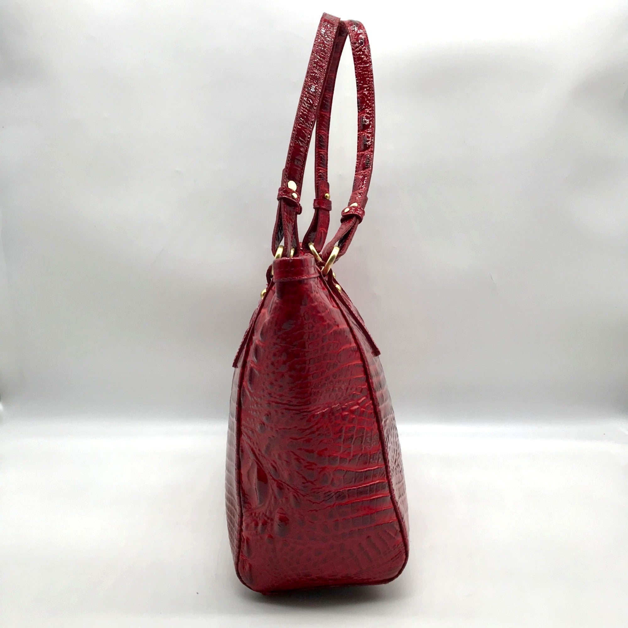 Brahmin Regal Red Mebourne Croc Embossed Asher Tote