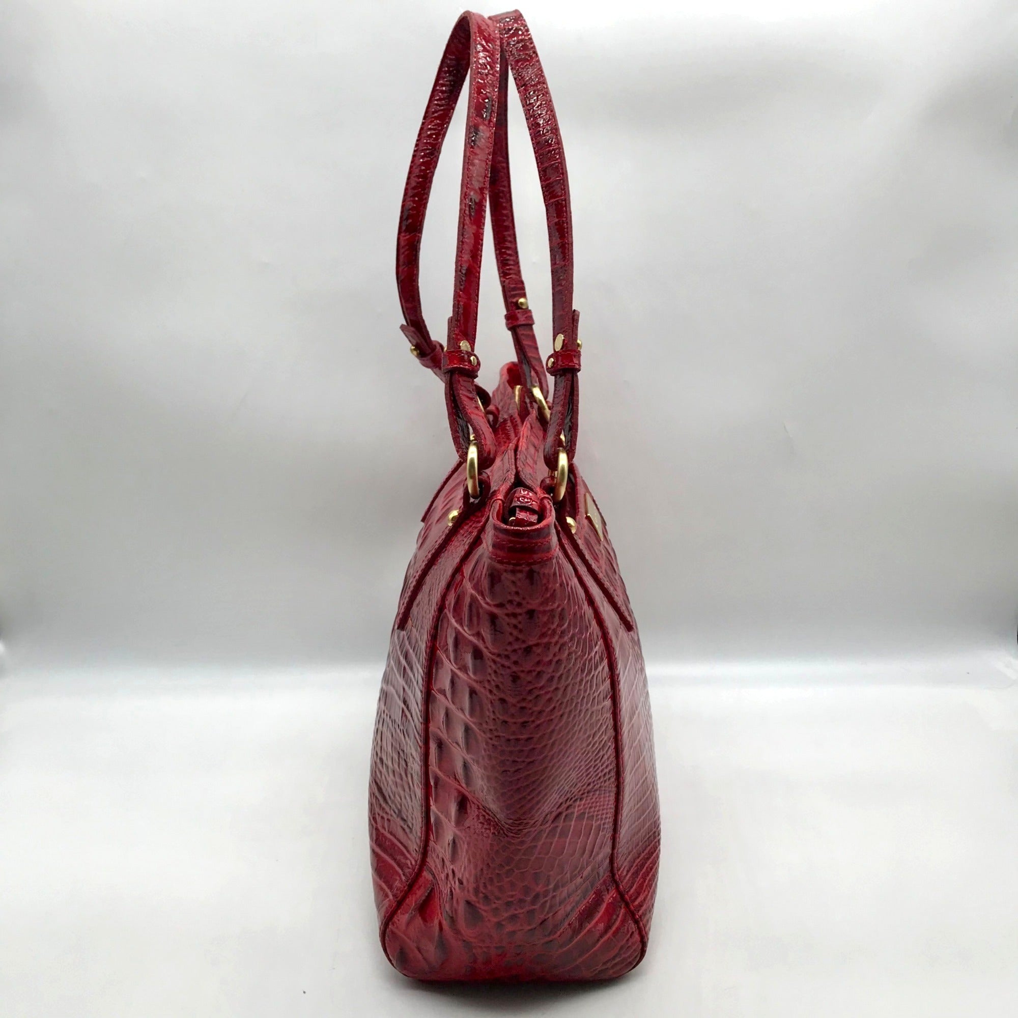 Brahmin Regal Red Mebourne Croc Embossed Asher Tote