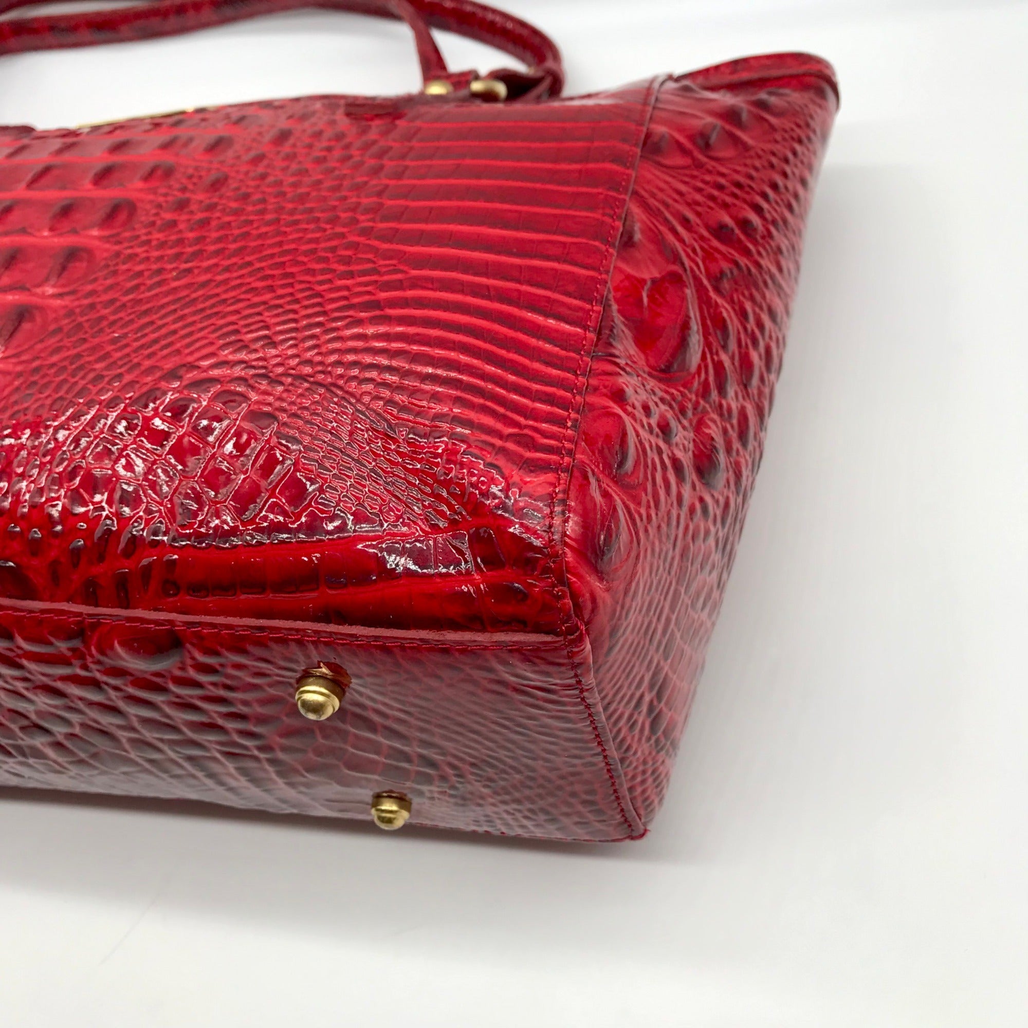 Brahmin Regal Red Mebourne Croc Embossed Asher Tote