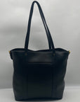 Style & Co Black Black Faux Leather Whip-Stitch Medium Tote Bag