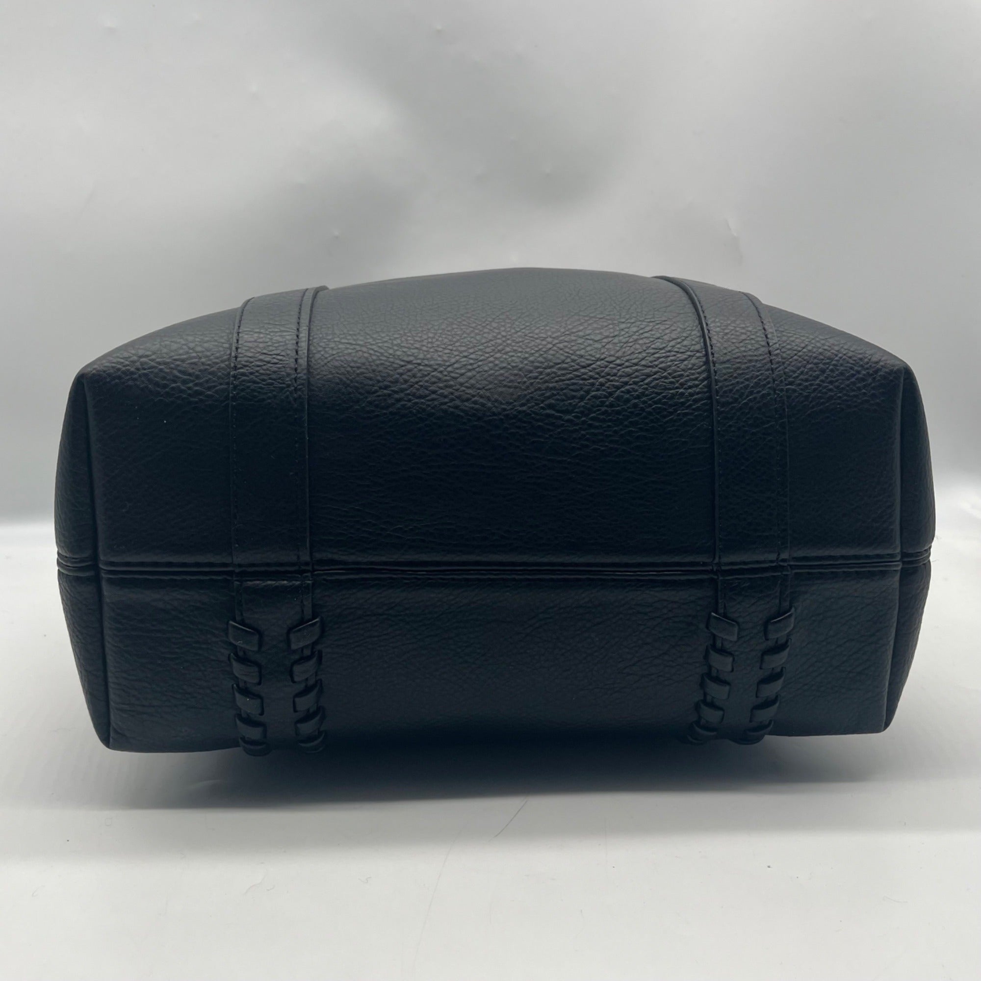 Style &amp; Co Black Black Faux Leather Whip-Stitch Medium Tote Bag