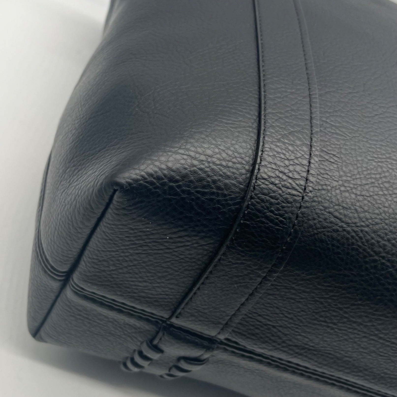 Style &amp; Co Black Black Faux Leather Whip-Stitch Medium Tote Bag