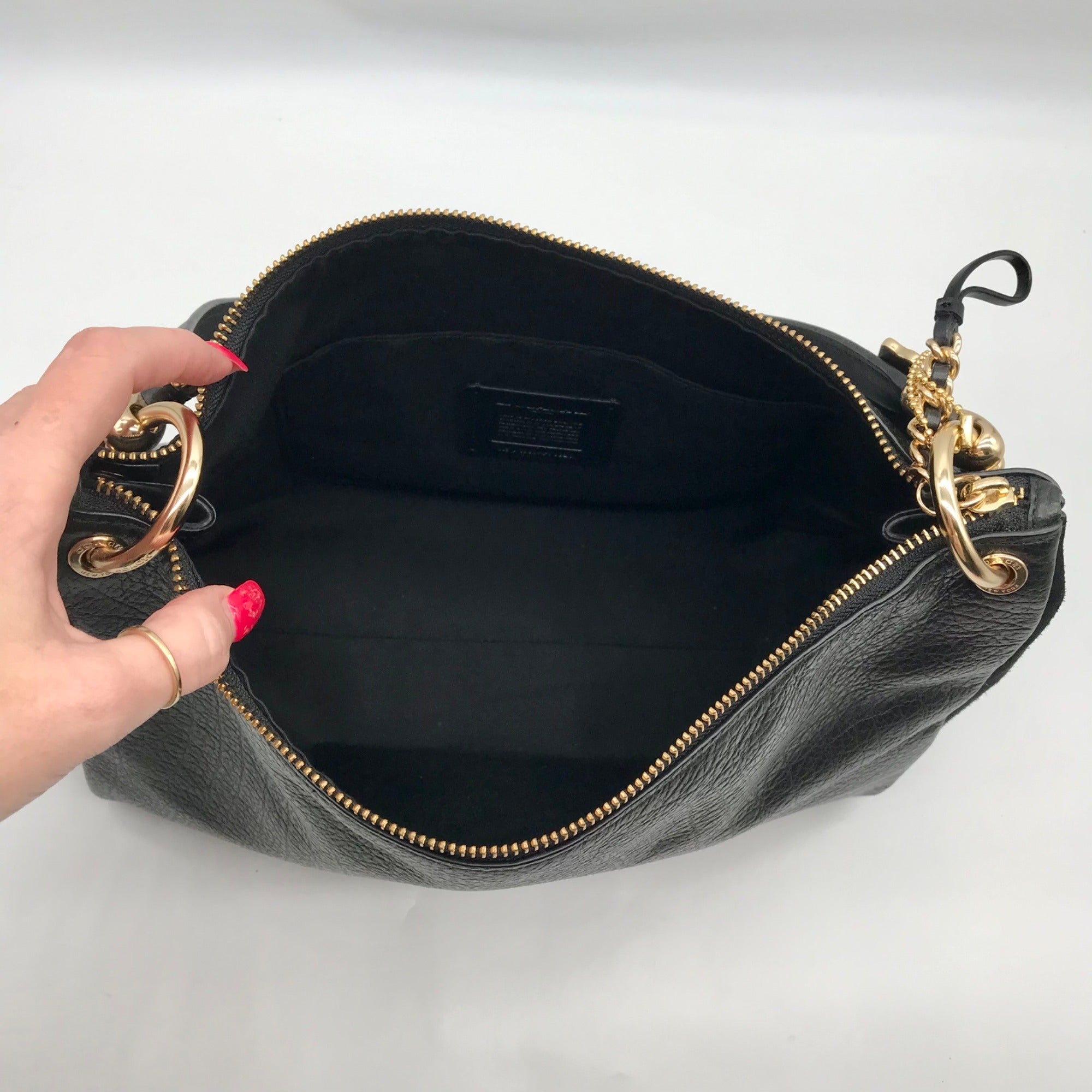 Coach Black Pebbled Leather Mia Shoulder Bag F76921
